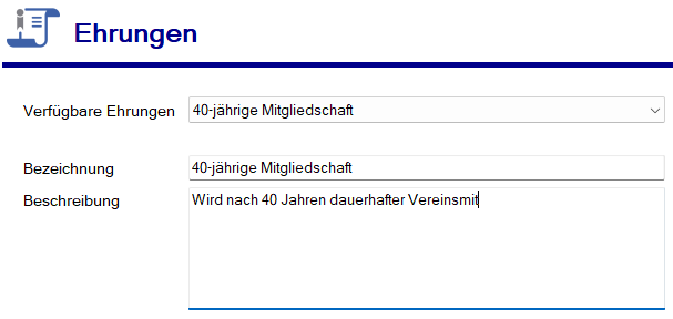 Verein / Ehrungen ändern