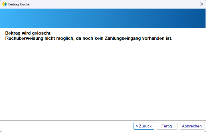 Mitgliedsdaten / Beitragsassistent/Entfernen - Warnhinweis