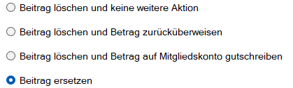 Mitgliedsdaten / Beitragsassistent/Entfernen - Ersetzen