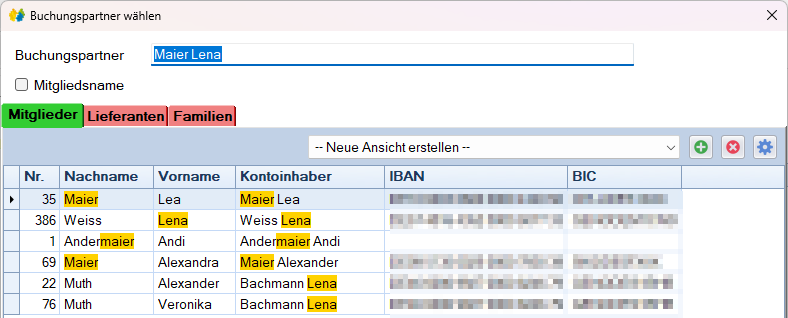 Neue Buchungsmaske - Beitragszahlung - kein Mitglied gefunden